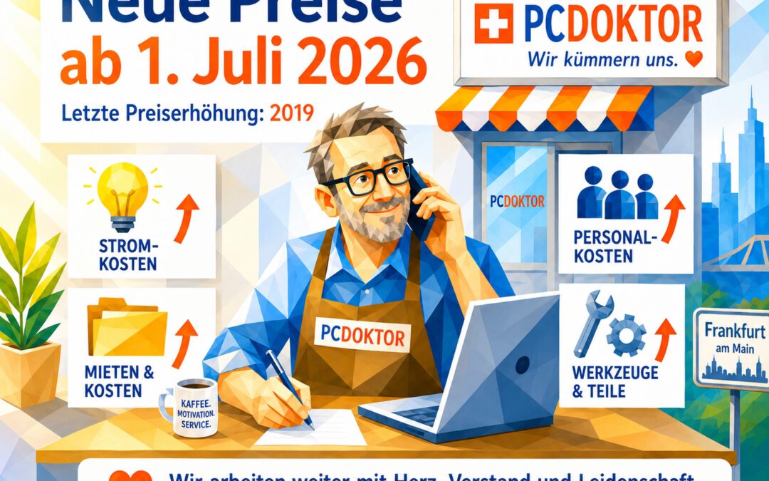 Neue Preise beim PCDOKTOR ab dem 1. Juli 2026